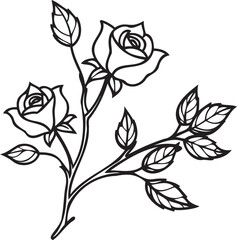 Rose Branch Pattern with Buds and Leaves Vector – Stylish Floral Pattern for Textile