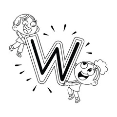 Joyful Cartoon Alphabet Sticker Featuring Colorful Letter W Design