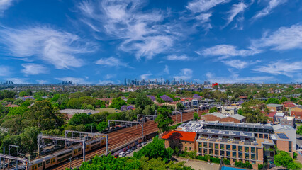 Panorama Drone Aerial view of Summer Hill Lewisham Ashfield of Suburban federation residential...