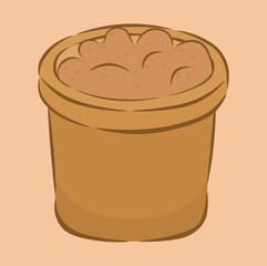 illustration of a bucket filled with sand, bucket and sand