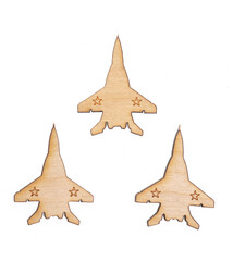 Naklejka premium Wooden Soviet military symbols isolated on white background