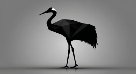 Naklejka premium A minimalist artwork featuring an origami crane is beautifully reflected in a seamless surface, epitomizing serene balance and artistic minimalism through its delicate form