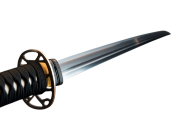 Intricately crafted katana sword with a gleaming blade and detailed guard, evoking strength and tradition