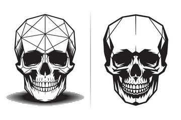 Skull Geometric Polygon Shapes Design, Cool Skull Vector Art Pastel Drawing Design, Gothic Aesthetic Skull Illustration, Edgy Tattoo Style Skull Graphic, Dark Grunge Skull Clipart Bundle