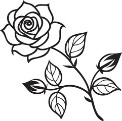 Rose Branch Pattern with Buds and Leaves Vector – Vintage Botanical Texture Vector