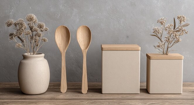 Artisan's Workshop Botanicals Design Featuring Stacked Raw Wood in Organic Packaging Box Mockup