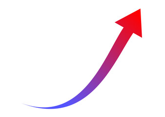 Gradient upward curved arrow symbol representing growth and success for business and infographic design
