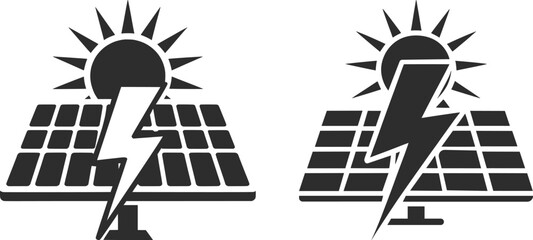 Solar Panel Energy Power Sun Lightning Vector Illustration.