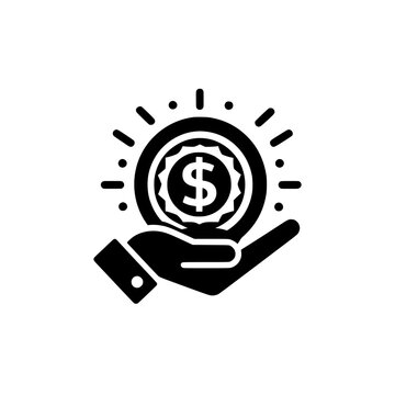 Investment and Finance Illustration: Hand elegantly presents a shining coin with the dollar sign, embodying financial prowess and economic strength. 