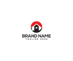 House in a Circle Logo: A modern, minimalist logo design features a house icon inside a circle, symbolizing stability and community. This emblem represents home, security, and a sense of belonging.