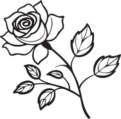 Rose Branch Pattern with Buds and Leaves Vector – Stylish Botanical Pattern for Packaging