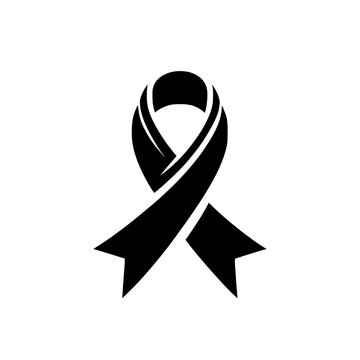 Awareness Ribbon: A monochrome representation of a ribbon symbolizing awareness, crafted with graceful curves and deep shadows.