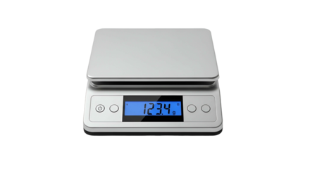 Modern digital precision measuring instrument displays weight reading on dark background