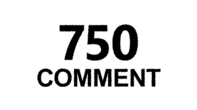 Animated Counter Quickly Increasing Comments from 0 to 1500 comment with black ink drops on a white background