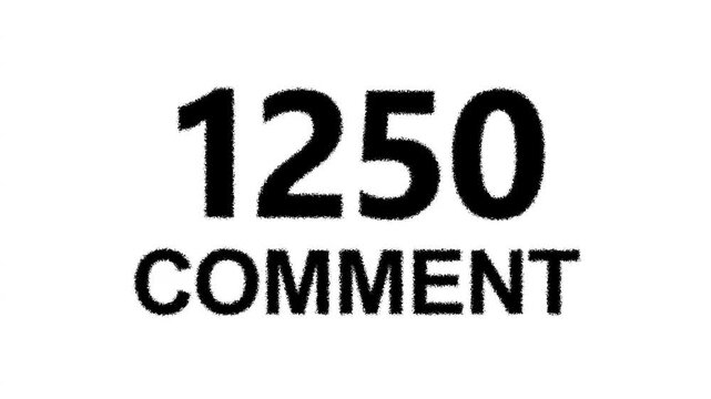 Animated Counter Quickly Increasing Comments from 0 to 2500 comment with black ink drops on a white background