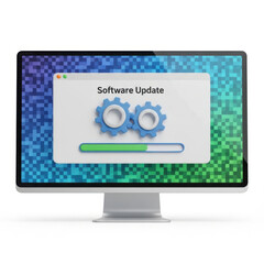 3d software update icon isolated on transparent background