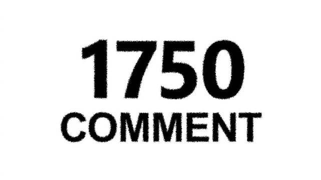 Animated Counter Quickly Increasing Comments from 0 to 3500 comment with black ink drops on a white background