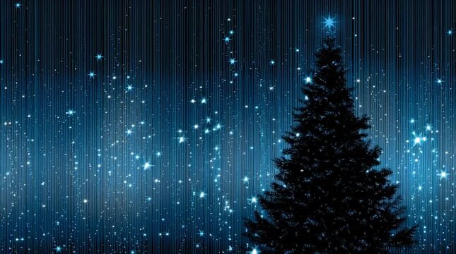 &Aacute;rbol decorado por navidad, fondo azul y negro