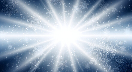 Bright starburst with snowflakes and light particles