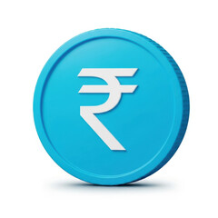 3d indian rupee coin isolated on transparent background