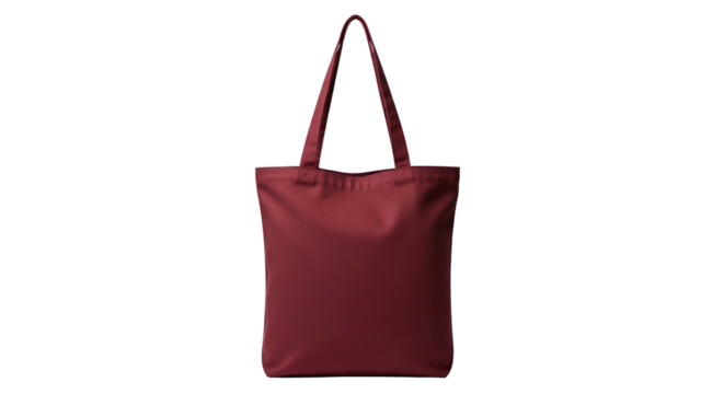 Plain dark red fabric tote bag mockup isolated on black background