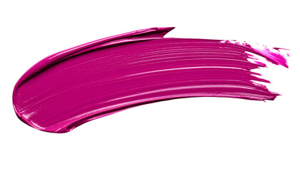 textured abstract magenta color paint stroke isolated on transparent background, png