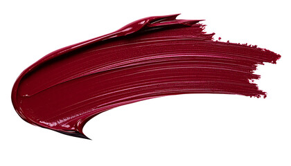 textured abstract burgundy color paint stroke isolated on transparent background, png