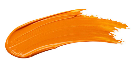 textured abstract orange color paint stroke isolated on transparent background, png