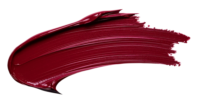 textured abstract burgundy color paint stroke isolated on transparent background, png