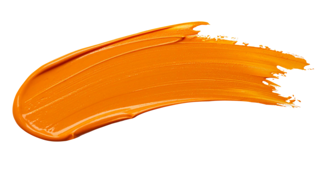 textured abstract orange color paint stroke isolated on transparent background, png - Powered by Adobe
