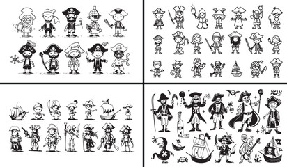 Obraz premium cartoon character illustration, funny people vector, hand drawn cartoon sketch, creative character design, smiling faces doodle, comic figure illustration, emotional cartoon vector, cute character set