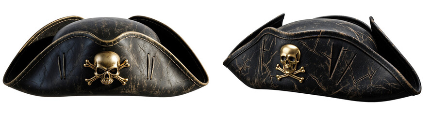 Black Pirate Hat with Skull Emblem