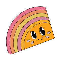 Pastel Rainbow Smiley Face Sticker With Soft Blended Colors