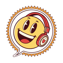 Retro Emoji Style Smiley Face Sticker With Fun Expression