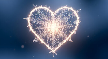 Heart Shaped Snowflake with Glowing Aura love winter