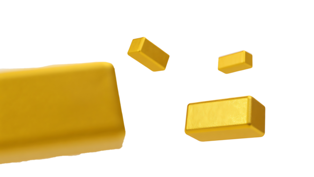 Gold bars for finance, wealth, and investment. isolated on transparent background