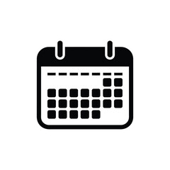 Black calendar icon with a transparent background appointment planning date