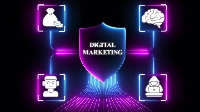 Digital marketing, online shopping, internet business, Business, Technology, Internet and network concept. Digital Marketing content planning advertising strategy concept. 4k video animation