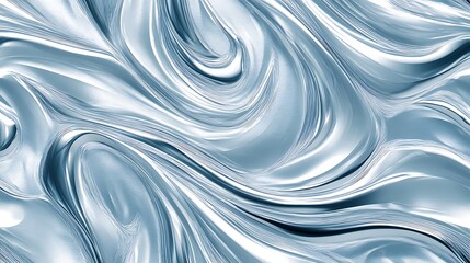 Abstract silver liquid metal background with swirling patterns and reflections