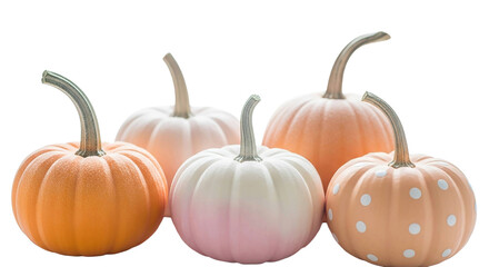 Pastel pumpkins isolated on transparent background, perfect for fall decorations