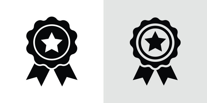 Rosette With Star Silhouette, Isolated On White & Gray Backgrounds Design