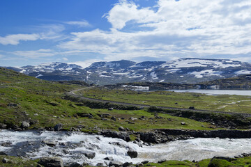 Railway in Norwegian Mountains Along Rallarvegen on the old Oslo Bergen line