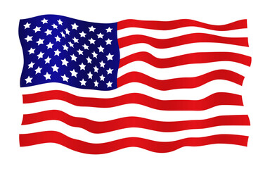 Obraz premium Waving United States of America national flag isolated on a white background. USA national symbol. Vector illustration
