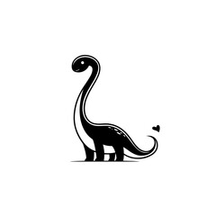 Apatosaurus. Apatosaurus simple black and white line art vector logo