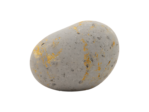Smooth grey ovular stone with orange lichen isolated on transparent background - Powered by Adobe