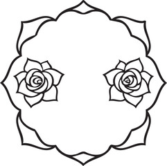 monoline rose border frame for invitations floral printable card layout