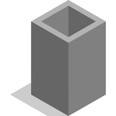 Gray Isometric Cube Shaped Object With Transparent Background And Cast Shadow Simple Geometric Form Digital Art