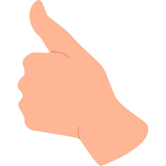 Flesh Toned Human Hand Showing Thumbs Up Gesture With Isolated White Background And Outline On Pink Skin