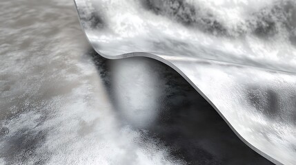 Abstract silver metallic liquid with a wavy surface and light reflection