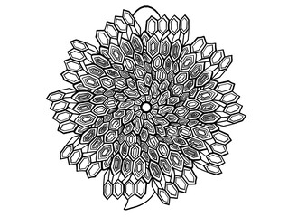 Coloring page mandala outline drawing for art therapy and meditation. Circular ornament